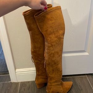 Thigh high heeled boots